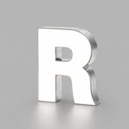 Lettres relief en inox, éclairage avant