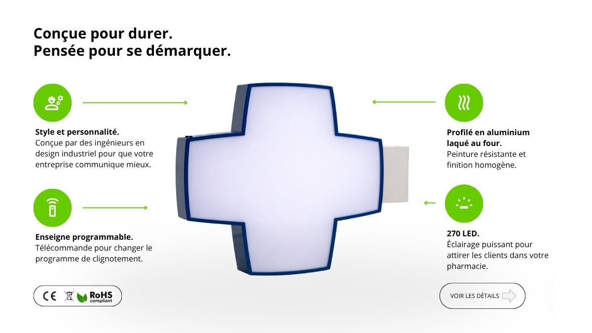 Enseigne Lumineuse en Croix pour Parapharmacies