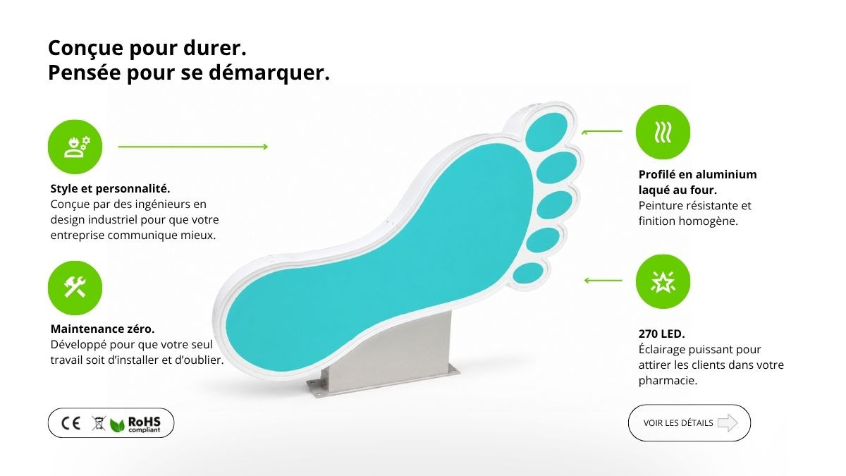Enseigne drapeau en forme de pied pour les podiatres