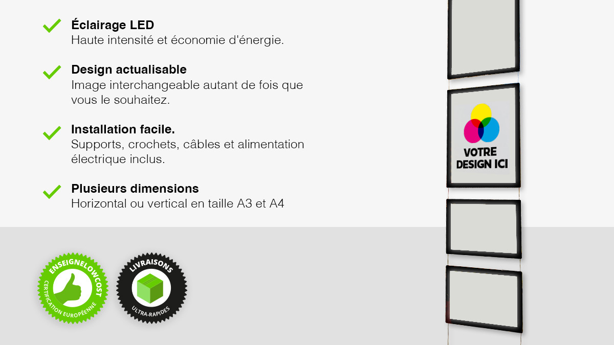 Affichages lumineux LED Immobilières I Combinaisons de quatre colonnes