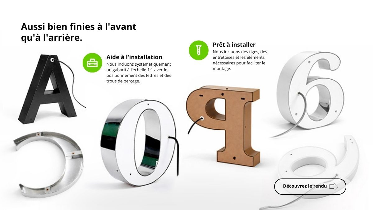 Lettres en plexiglas avec inox rétro éclairée