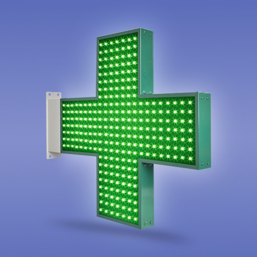 Enseigne drapeau lumineuse LED clignotant croix de pharmacie