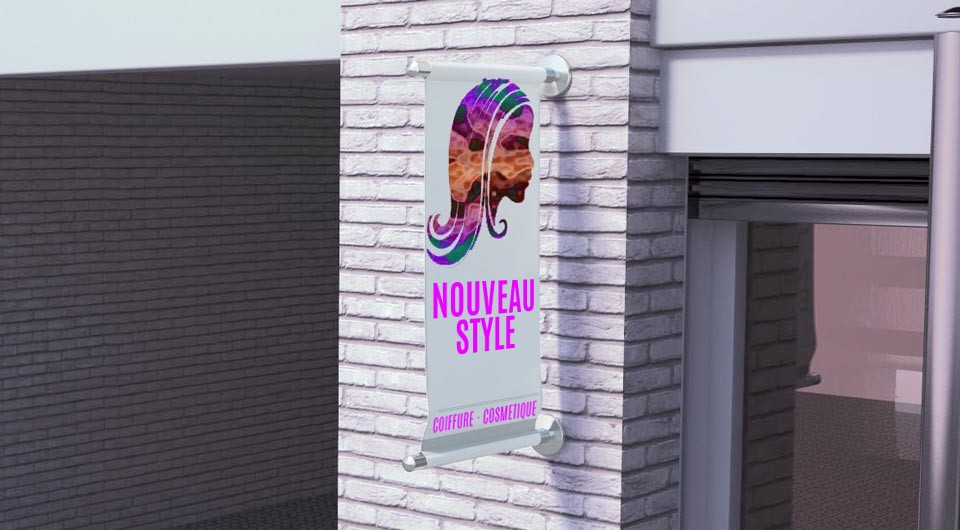 Drapeau publicitaire à potence 2 supports