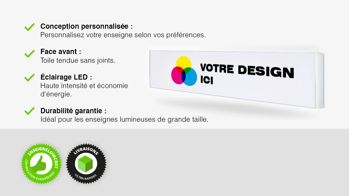 Caisson lumineux frontal en toile