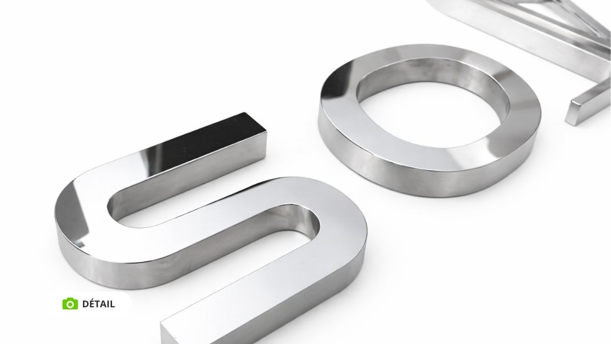 Lettres relief en inox, non lumineuses