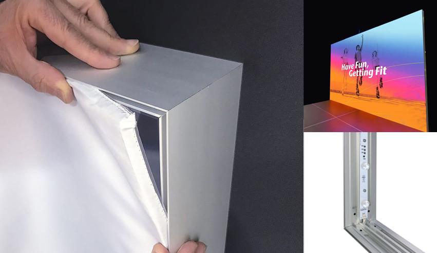 Enseigne lumineuse textile unilatérale pour mur