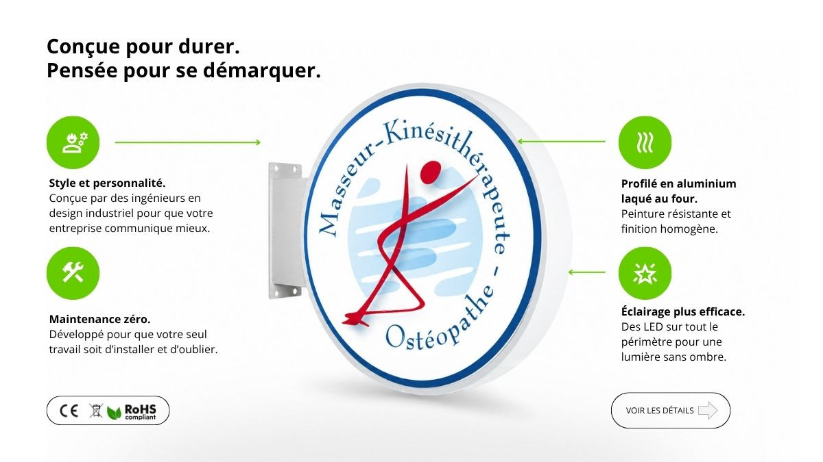 Enseigne drapeaux pour Masseurs-kinésithérapeutes-Ostéopathe