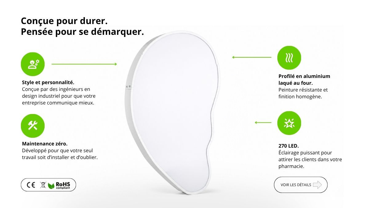 Enseigne lumineuse auriculaire pour les centres auditifs