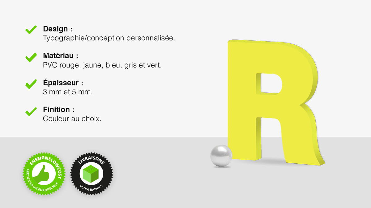 Lettres découpées en PVC couleur